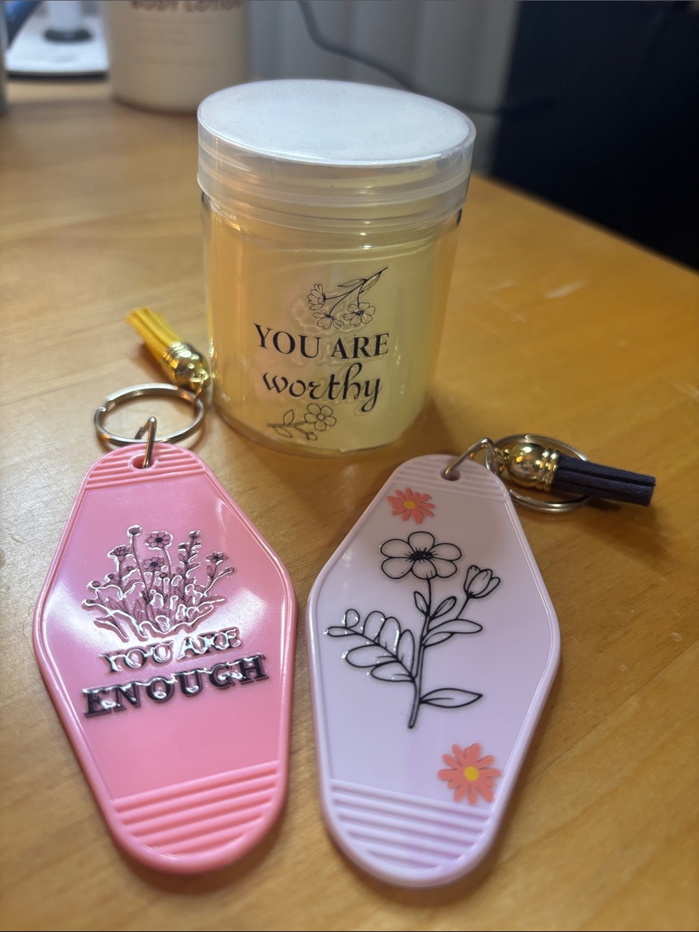 Motivational jar and keychain bundle - handcrafted by me